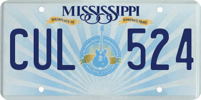 MS license plate CUL524