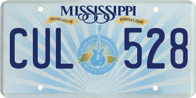 MS license plate CUL528