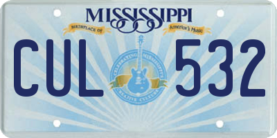 MS license plate CUL532