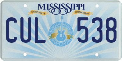 MS license plate CUL538