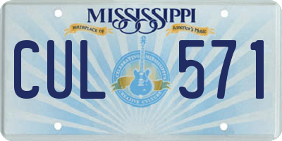 MS license plate CUL571