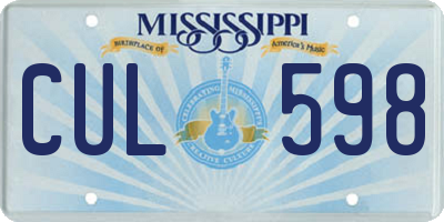 MS license plate CUL598