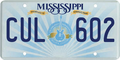 MS license plate CUL602