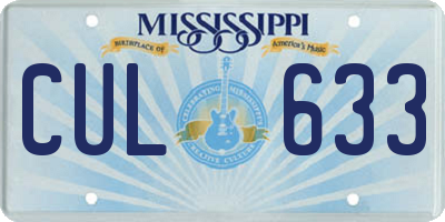 MS license plate CUL633