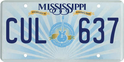MS license plate CUL637