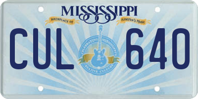 MS license plate CUL640