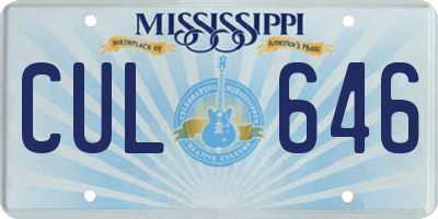 MS license plate CUL646