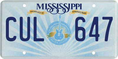 MS license plate CUL647