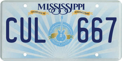 MS license plate CUL667