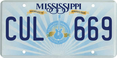 MS license plate CUL669