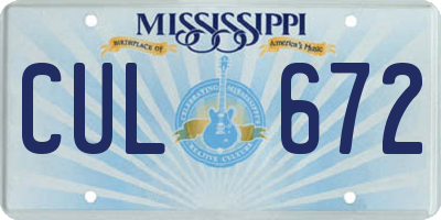 MS license plate CUL672