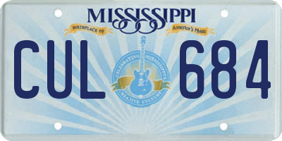MS license plate CUL684