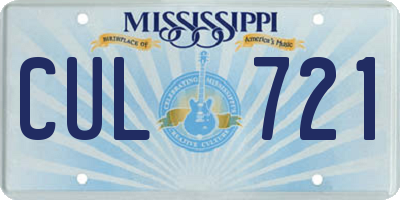 MS license plate CUL721