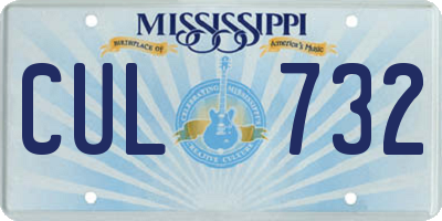 MS license plate CUL732