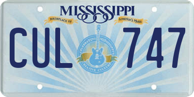 MS license plate CUL747