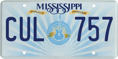 MS license plate CUL757