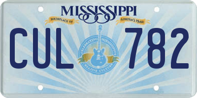 MS license plate CUL782