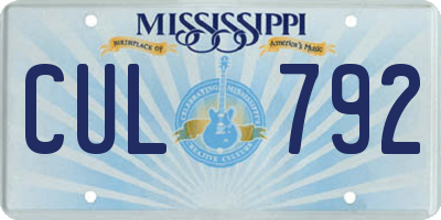 MS license plate CUL792