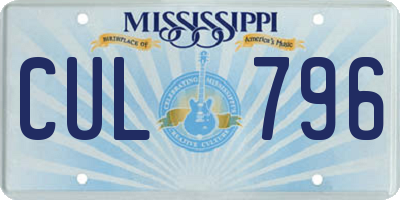 MS license plate CUL796