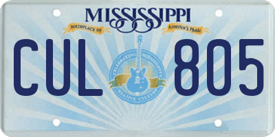MS license plate CUL805