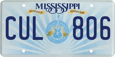 MS license plate CUL806
