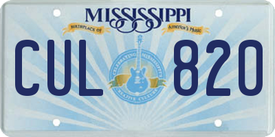 MS license plate CUL820