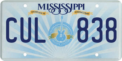 MS license plate CUL838