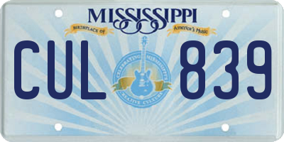 MS license plate CUL839