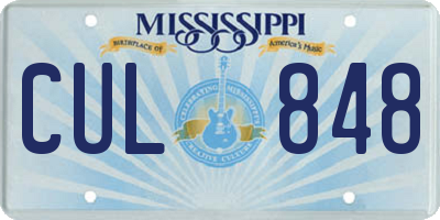MS license plate CUL848