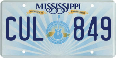 MS license plate CUL849