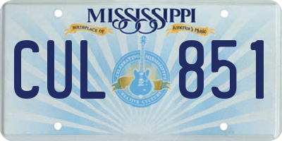 MS license plate CUL851