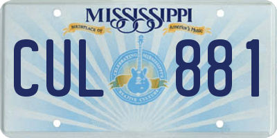 MS license plate CUL881