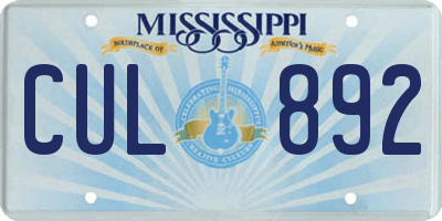 MS license plate CUL892