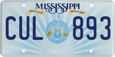 MS license plate CUL893