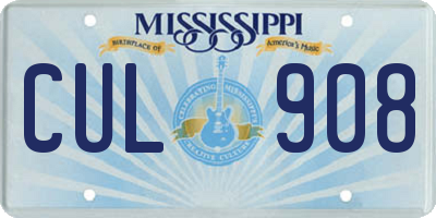 MS license plate CUL908