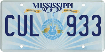 MS license plate CUL933