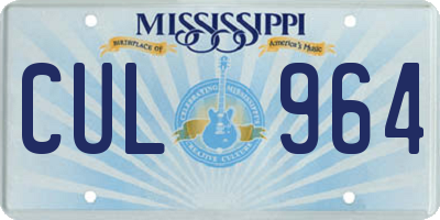 MS license plate CUL964