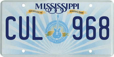 MS license plate CUL968