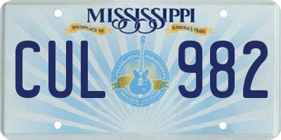 MS license plate CUL982