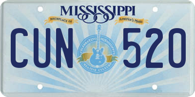 MS license plate CUN520