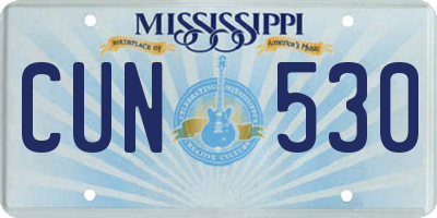 MS license plate CUN530
