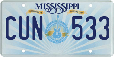 MS license plate CUN533
