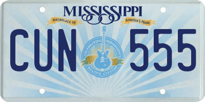 MS license plate CUN555