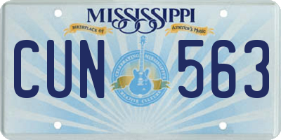 MS license plate CUN563