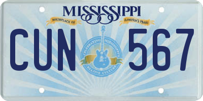 MS license plate CUN567