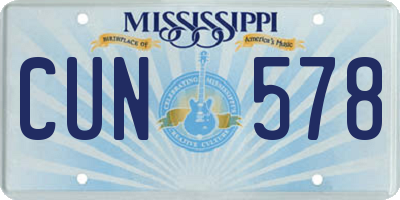 MS license plate CUN578