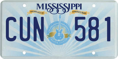 MS license plate CUN581