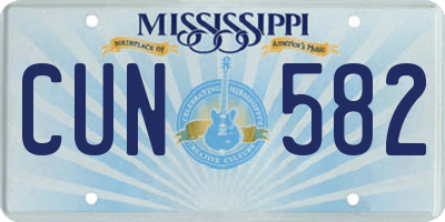MS license plate CUN582