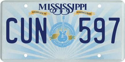 MS license plate CUN597