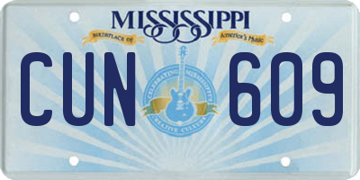MS license plate CUN609